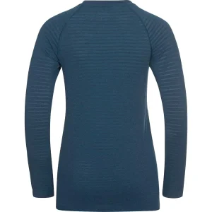 Livraison Standard/Rapide ODLO ESSENTIAL SEAMLESS T-SHIRT L/S CREW NECK W BLUE WING TEAL MELANGE 22 6