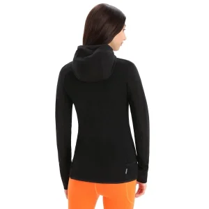 en solde ICEBREAKER W ZONEKNIT LS ZIP HOODIE BLACK 23 10