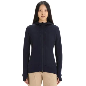 ICEBREAKER MERINO W QUANTUM III LS ZIP HOOD MIDNIGHT NAVY 23 soldes de Noël 12